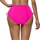 thumbnail image 4 of Traje de baño de mujer de nailon, color liso, cintura alta, con cordón ajustable y pliegues., 4 of 4