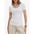 thumbnail image 2 of Women's Casual Short Sleeve Scoop Neck Summer Tops Ribbed Knit Slim Fit Tee Shirts, 2 of 4
