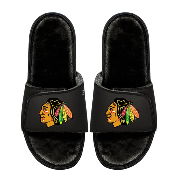 Youth ISlide  Chicago Blackhawks Logo Fur Slide Sandals