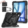 thumbnail image 2 of Dteck with Pencil Holder Case for iPad Air 11 inch 2024,iPad Air 11 inch 2025 Heavy Duty Silicone Case 360 Degree Rotating Handle Stand Cover with Shoulder Strap for iPad Air 11" M2/M3 ,Black, 2 of 9