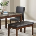 thumbnail image 5 of Dining Table 5pc Dining Set Espresso Finish Faux Leather 3x Chairs Bench Tufted Seat Faux Marble Top Dining Room, 5 of 6