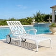 thumbnail image 2 of UBesGoo 48 in Cast Aluminum Lounge Chairs for Garden Patio, Aluminum Chasie Chair with Wheel, White, 2 of 10