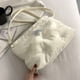 thumbnail image 2 of Bolso cruzado de plumón para mujer, bolso de compras femenino de gran capacidad (blanco), 2 of 7