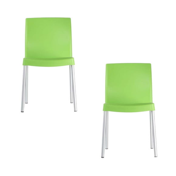 Juego de 2 Sillas Equipamiento en Muebles color verde apilable