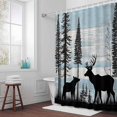 thumbnail image 5 of Bear Deer Forest Fabric Shower Curtain Animal Blue Wood Grain Washable Shower Curtains for Bathroom, Waterproof Bath Curtain with Hooks Home Decor 36x72in, 5 of 8