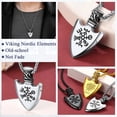 thumbnail image 3 of FaithHeart Norse Viking Runes Necklace for Men Valknut Compass Shield Stainless Steel Pendant Nordic Pagan Jewelry Gifts for Dad Grandpa Son Fathers Day Christmas, 3 of 8