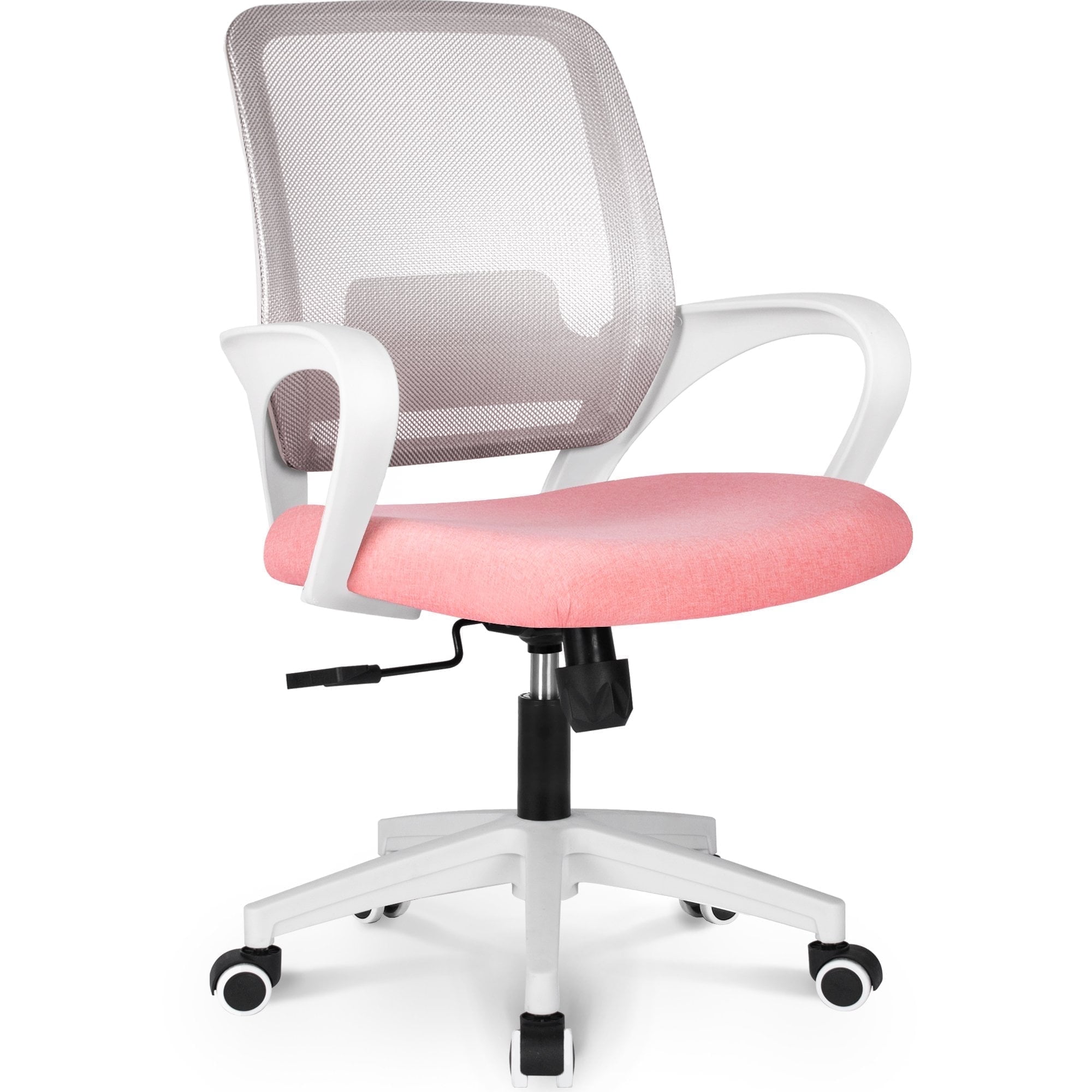 NEO CHAIR Ergonomic Office Chair, Lumbar Support Mid Back, Mesh Home Office Computer Desk Chair with Armrests, Pastel Pink