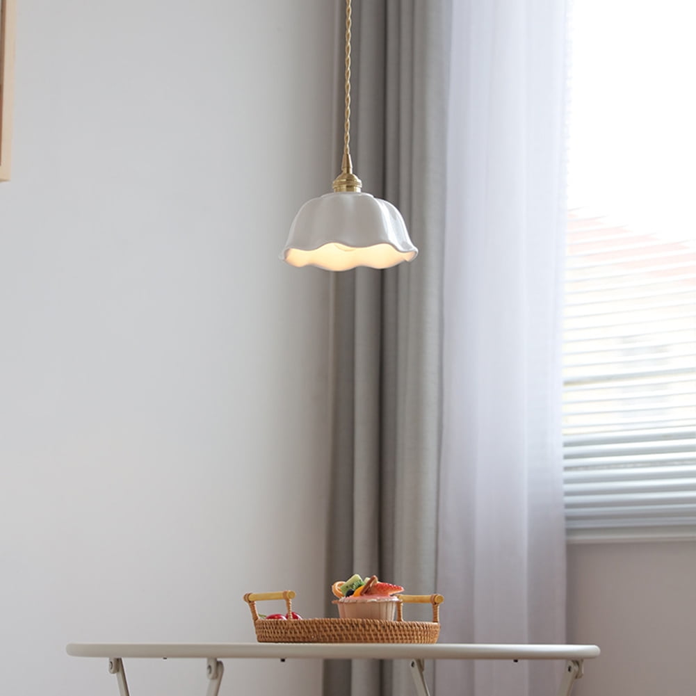 Mini White Ceramic Pendant Light Fixture, Small Japanese Style Vintage Pendant Lighting, Single Simple Retro Pendant Lamp, Pendant Light for Over Kitchen Sink Bar Bedside  Dining Table Entrance Closet