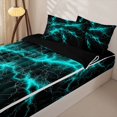 thumbnail image 3 of Homewish Green Neon Lightning Zipper Full Size Comforter Sets with Fitted Sheet and 2 Pillowcases,Modern Abstract Zipper Bedding Set,Black Reversible,4pcs, 3 of 8