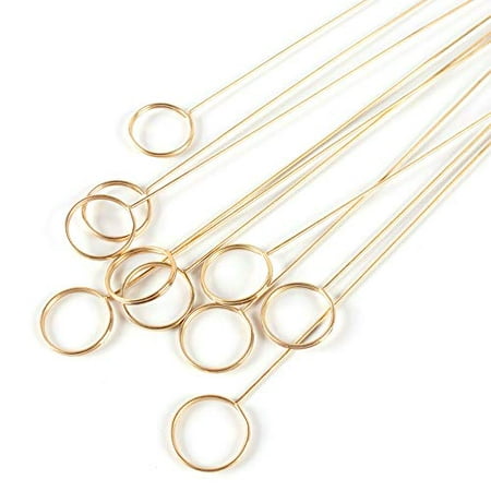 

20 Pcs Metal Wire Floral Place Card Holder Pick 13 Inch Gold Photo Clip Memo for Wedding Birthday Baby Shower Party Favor Round
