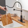 thumbnail image 2 of BWE Kitchen Sink Faucet Lead-Free Black & Nickel High Arc Single Handle Faucet, 2 of 10