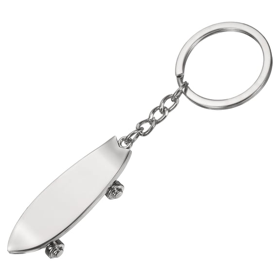 SkateBoard Keychain, Skate Board Key Chain Sport Pendant Key Ring Bag Backpack Decor Cute Car Keychain for Men Women Party Gifts Favors, Silver