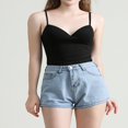 thumbnail image 2 of Women Padded Bra Spaghetti Strap V Neck Vest Cami Tank Tops Shirt Blouse, 2 of 5