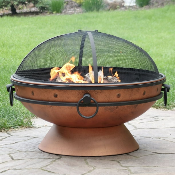 Sunnydaze Large Copper Finish Outdoor, Cauldron Outdoor Fire Pit
