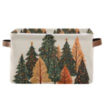 Yayeee Canvas Storage Basket with Handles for Shelves Fabric Bins Closet Organizer, Brown Christmas Trees