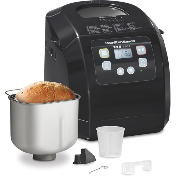Automatic Bread Maker Machine, Digital, Programmable, 12 Settings   Gluten Free, PFAS-Free Nonstick Pan   Kneading Paddle, 2 lb Capacity, Black