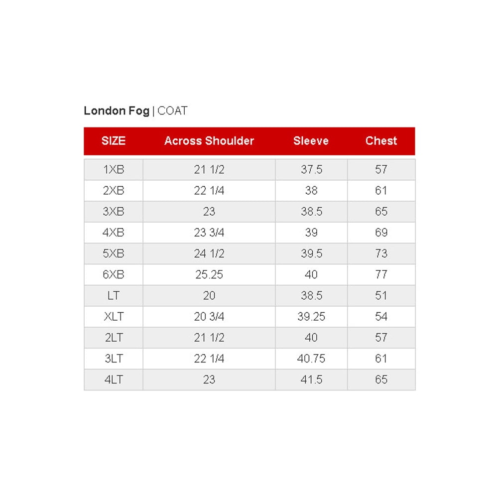 london fog plus size chart