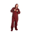 thumbnail image 4 of Hoodie Footed Buffalo Red Black Fleece Adult Onepiece Pajama with Drop Seat, 4 of 5
