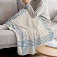 thumbnail image 3 of Blue Striped Blanket Soft Cozy Warm Throw Blanket for Couch, Plush Fuzzy Flannel Fleece Blankets for Sofa, Farmhouse Beige Geometric Minimalist Bed Blankets Lightweight Gifts for Women, 32"x48", 3 of 9