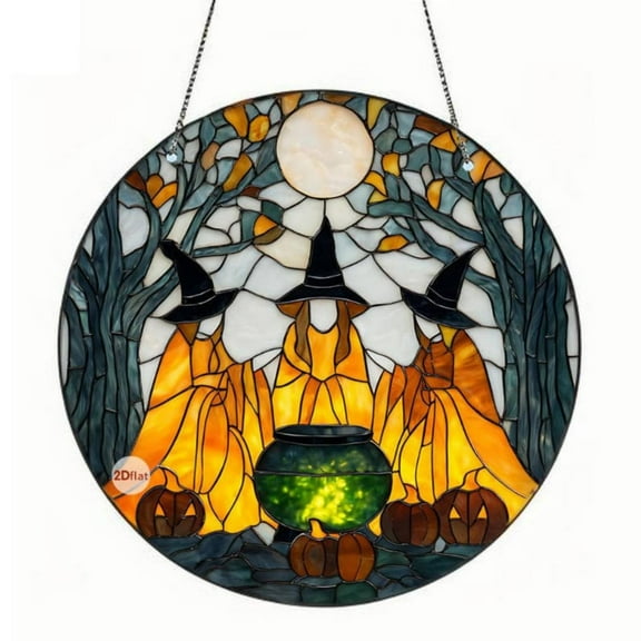 Cheapark 2d Flat Acrylic Halloween Pendant With Bats Ghost Witch Design For Spooky Decor Hanging Ornament