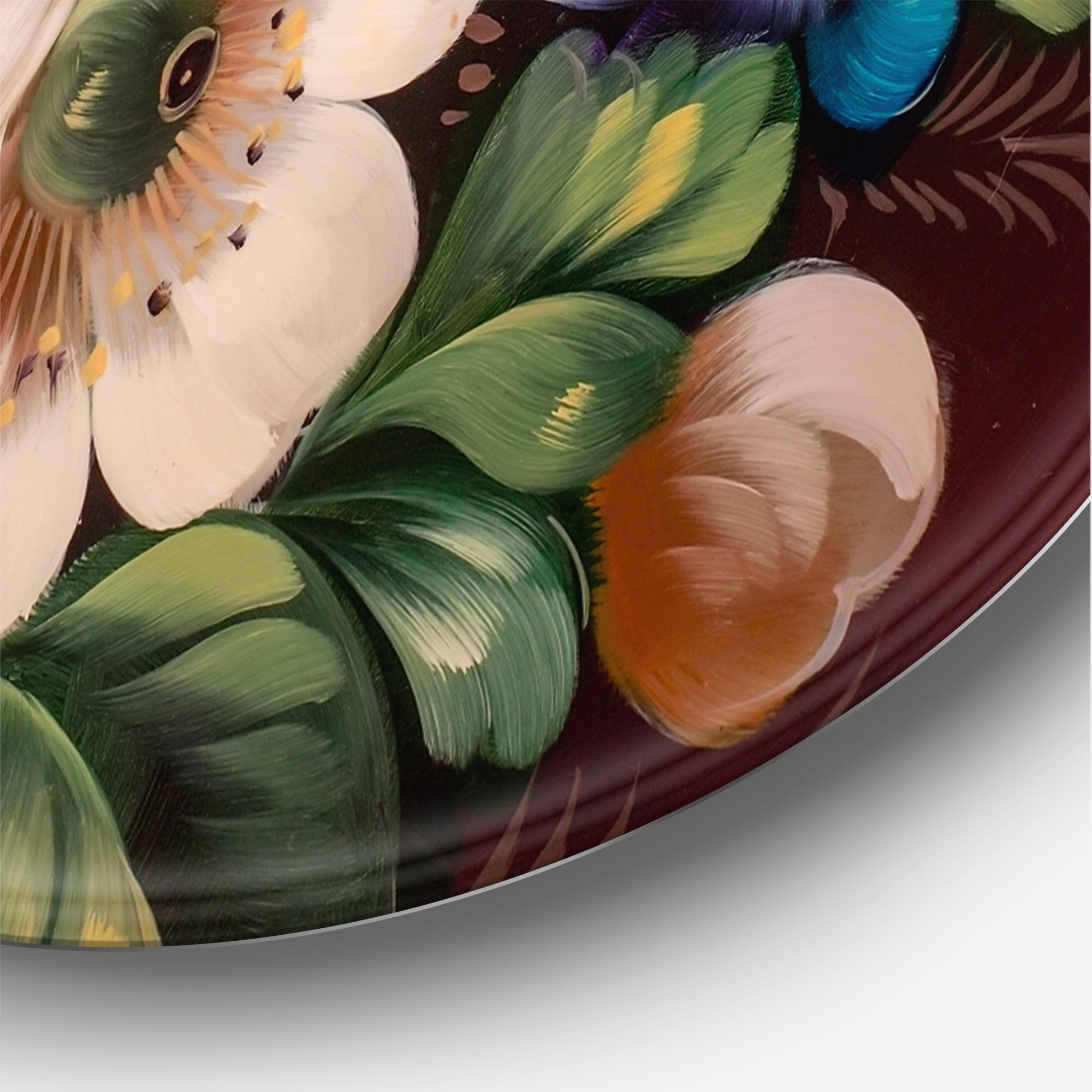 Designart 'Vintage VIbrant Yellow and Red Flower Still Life III' Traditional Circle Metal Wall Art 11x11 - Disc of 11