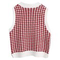 thumbnail image 4 of Ogiraw Womens Sweater Vest Women Casual Print Sleeveless V Neck Ribbed Knit Split Pullover Sweater Vest Blouse Womens Puffer Coat Red1 XXL, 4 of 7