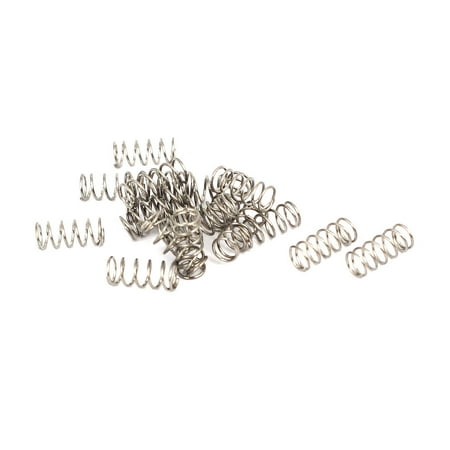 

0.4mmx4mmx10mm 304 Stainless Steel Compression Springs Silver Tone 20pcs
