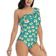 thumbnail image 3 of Wukai Cute Shiba1 Chic One Shoulder Swimwear with Ruffle Design and Tummy Control Skirt: Fashionable, Supportive, Comfortable for Beach-Small, 3 of 7