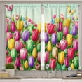 thumbnail image 2 of Ambesonne Spring Valance & Curtain 3 Pcs Set, Colorful Tulip Garden Dots, 55"x24", Mint Green and Multicolor, 2 of 7