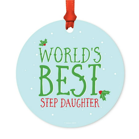 Metal Christmas Ornament, World's Best Step Daughter, Holiday Mistletoe, Includes Ribbon and Gift (Best Christmas Gifts For Teenage Daughter)