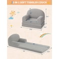 thumbnail image 2 of Kids Extra Wide Chairs for Toddler, 2-in-1 Toddler Soft Sherpa Couch Fold Out, Convertible Sofa to Lounger for Girls and Boys, Grey, 2 of 7