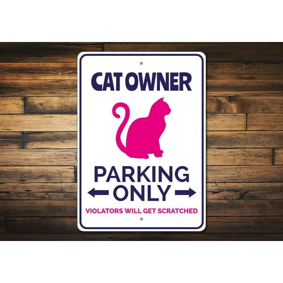 Cat Owner Parking Novelty Decor, Metal Wall Sign - 10x14 Inches