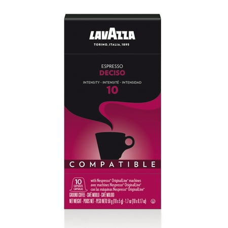 Lavazza Nespresso Compatible Capsules, Deciso Espresso Dark Roast Coffee (Pack of 60)