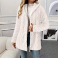thumbnail image 2 of Women's Fashionable Solid Color Long Sleeved Loose Hooded Zipper Down Plush Jacket, Embroidered Design for Cozy and Chic Look,Beige,L, 2 of 8