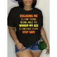 thumbnail image 1 of Camiseta informal de manga corta con cuello redondo y estampado "Dislikeing Me" para mujer, ideal para adultos, hombres, mujeres, adolescentes y jóvenes. Camiseta deportiva informal., 1 of 6