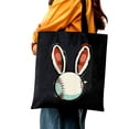 thumbnail image 5 of COMIO Baseball Easter Bunny Ears Easter Eggs Hunting Basket Large Tote Top Handle Shoulder Bags 14.1x15.7in, 5 of 6