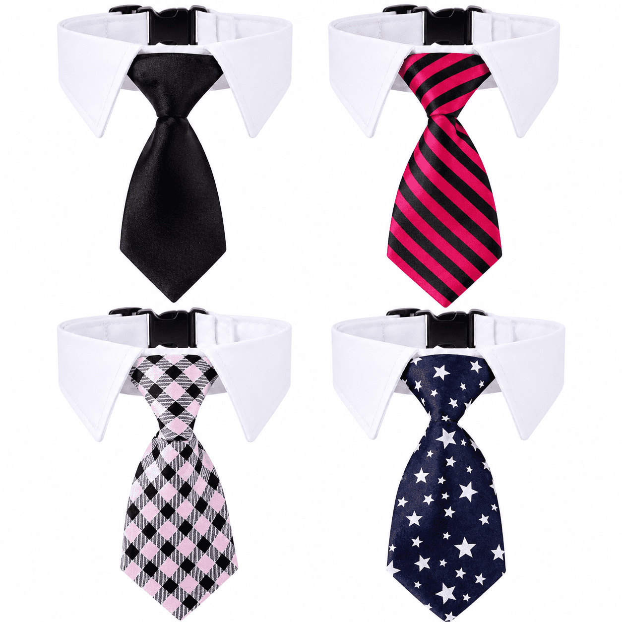 4 Pack Pet Necktie Collars Adjustable Formal Tie Accessories for Cats and Small Dogs