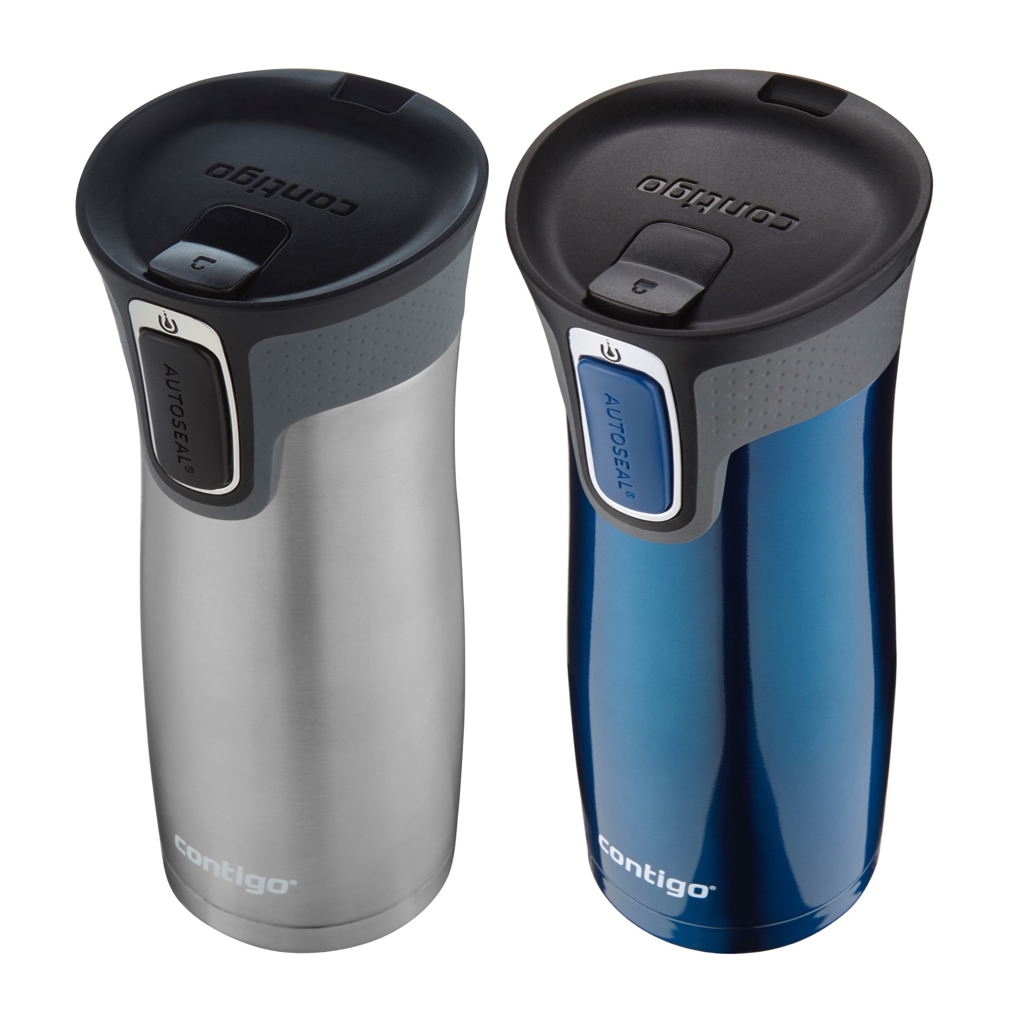 Contigo Autoseal West Loop Vacuum-insulated Stainless Steel Travel Mug with Easy-clean Lid, 16 Oz., Monaco & Stainless Steel, 2-Pack - image 3 of 8