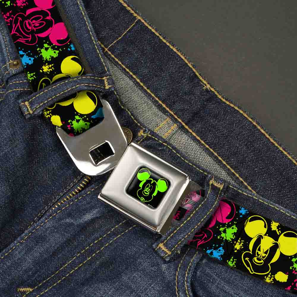 1.0 Wide Buckle-Down Seatbelt Belt Mickey Expressions Black//Multi Neon 20-36 Inches in Length