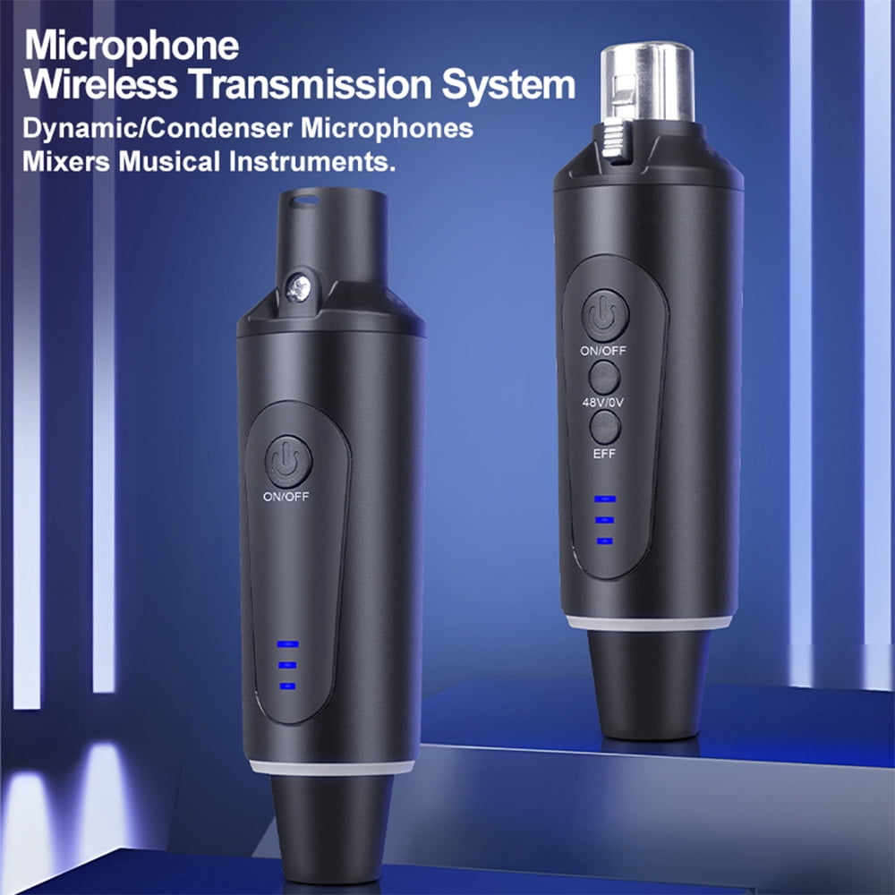 NFTIGB Wireless XLR Transmitter and Receiver 48V UHF Microphone System Built-in Rechargeable Battery for Audio Mixer Electric Guitar Bass