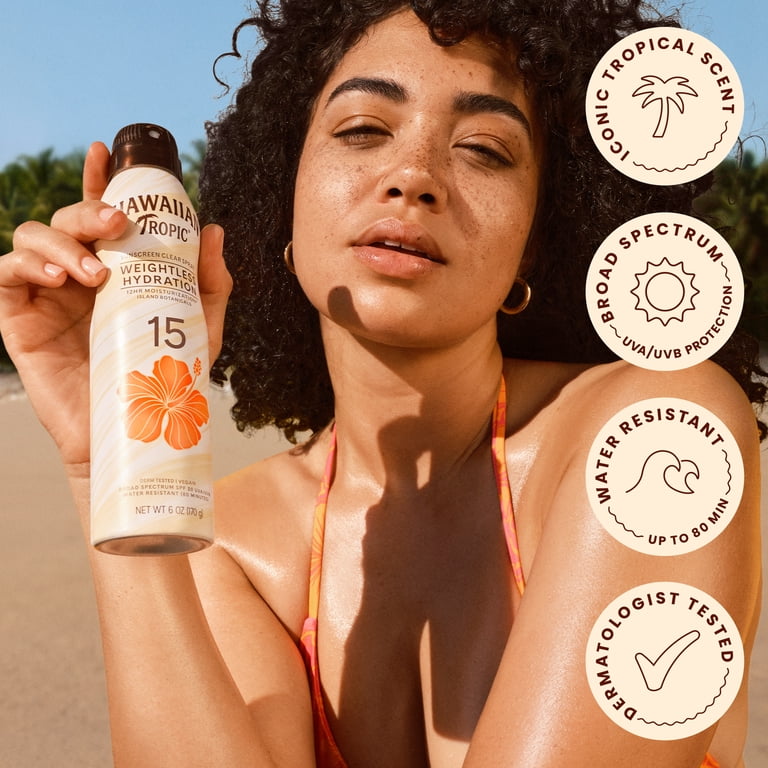 Hawaiian Tropic Weightless Hydration Clear Spray Sunscreen SPF 15