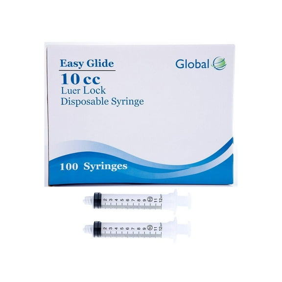 10ML Sterile Syringe Only with Luer Lock Tip - 100 Syringes Without a Needle by Easy Glide - Great for Medicine, Feeding Tubes, and Home Care
