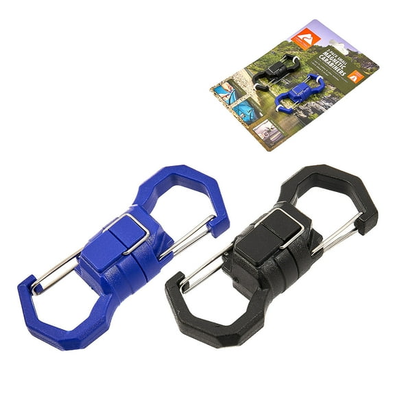Ozark Trail 2-Pack Small 5lb Magnetic Carabiners, Black & Blue Color