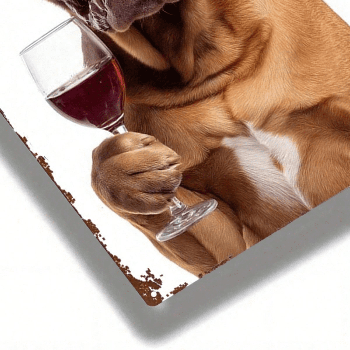 Dog Wine Glass Metal Sign" 8x12 Inch Rustic Iron Wall Art, Vintage Waterproof Nostalgic Bar Decor, Waterproof Nostalgic Bar Decor, 2D Flat Dog