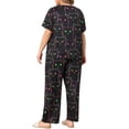 thumbnail image 3 of Agnes Orinda Women's Plus Size Halloween Pumpkin Print Pajama Set Short Sleeve Crew Neck Top and Elastic Waist Long Pants Lounge Soft Sleepwear 2X Black, 3 of 6