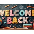 thumbnail image 4 of LUUFILx Welcome Back Banner Glitter Gold Heart Backdrop Party Supplies Decoration Event Background Photography Props School Office Reunion, 4 of 8