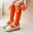 thumbnail image 4 of Dongfang Kids Socks Toddler Girls Large Bow Plain Knee Length Non Grip Stockings For School Durable Breathable Long Socks, 4 of 4