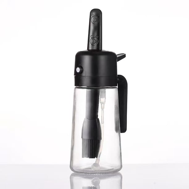 470ml Capacity Glass Oil Cruet, Prevent Leakage Vinegar Dispenser, Transparent Seasoning Oil Bottle with Oil Brush, Dual Purpose Glass Oil Bottle for Home Kitchen Baking and Steaking