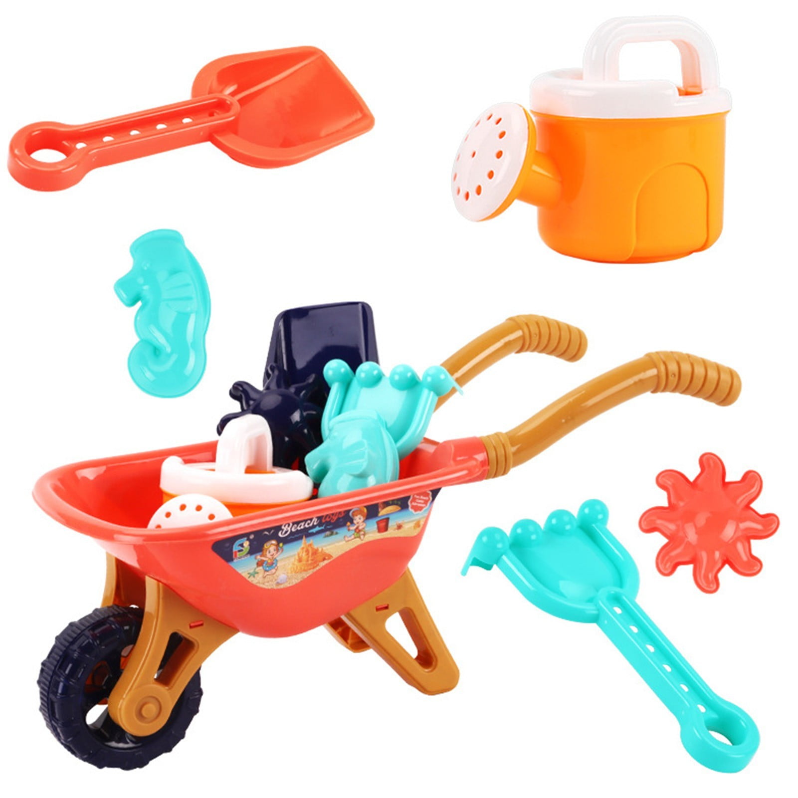 HomestreetUK Sand Beach Truck 6 Piece Set in Pink or Blue with Dump Truck including Watering Can Digging Tools and Sand Moulds for Seaside or Sandpit Play PINK