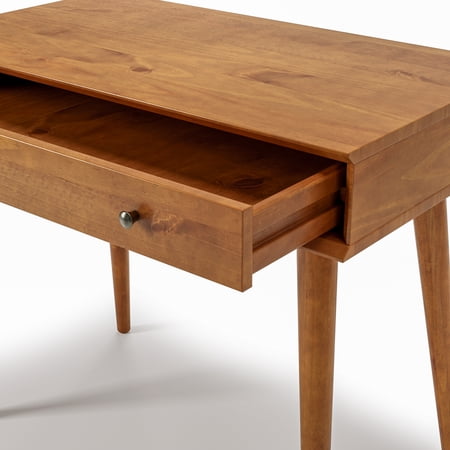 Camaflexi Mid Century Modern Desk Solid Wood Writing Table for Small Spaces, Brown (little damaged; see the picture) (No test)